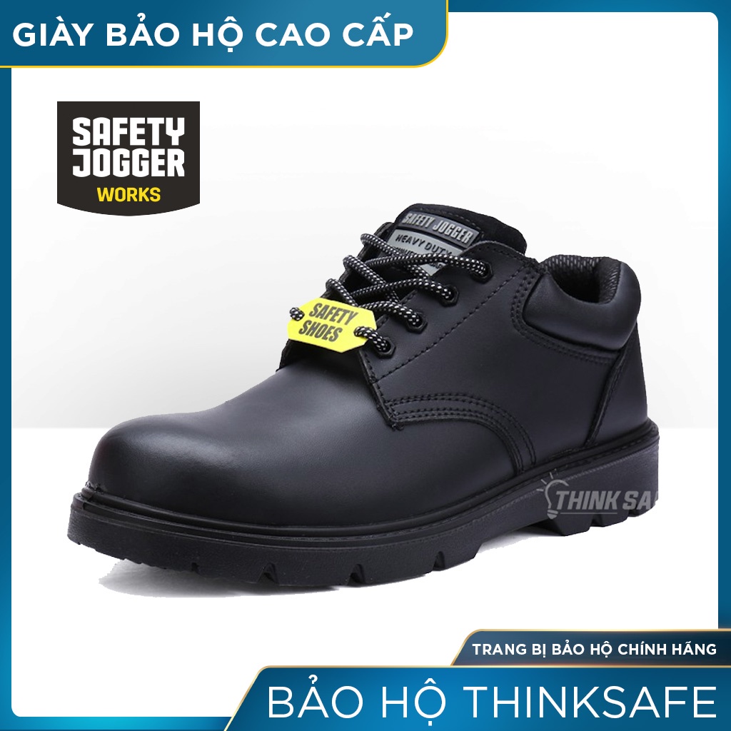 Giày lao động nam Jogger Thinksafe, da bò cao cấp, chống nước, cấu tạo phi kim, chống trượt chuẩn SRC, cổ thấp - X1110