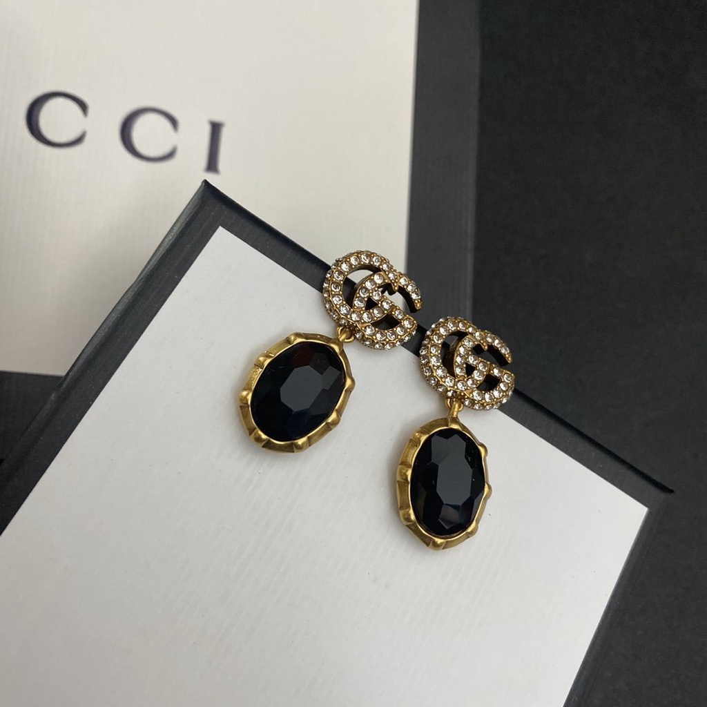 Bông Tai Gucci Bằng Thép Titan Hình Logo GG Đôi Thời Trang Cho Nữ