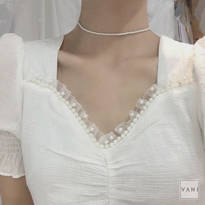 Dây Chuyền, Choker Hạt Châu Trơn Phong Cách Cổ Điển, Sang Trọng - Vani Store