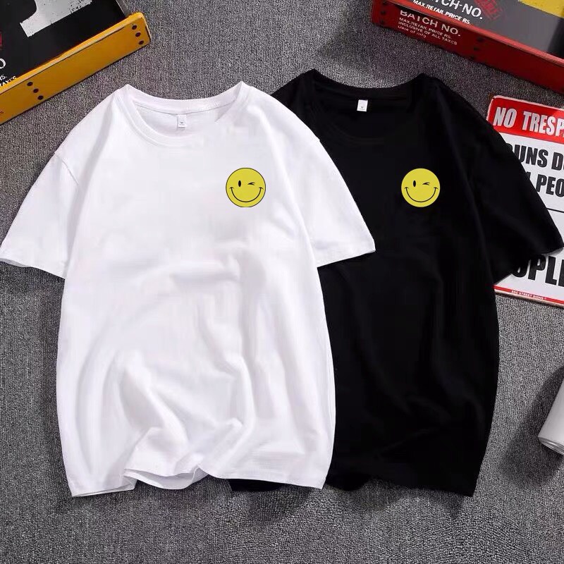 Áo đôi Mặt cười nháy mắt, Áo đôi nam nữ, Áo thun Unisex From rộng, chất đẹp mặc không xù - MODY