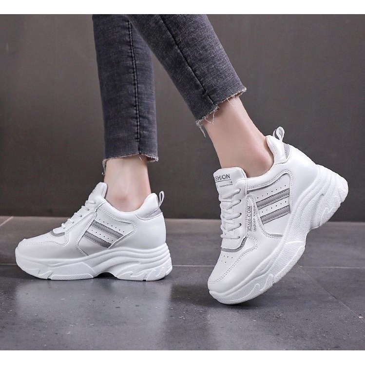 giày thể thao nữ độn đế sneaker tăng chiều cao 6 cm hot năm 2021 CKP523