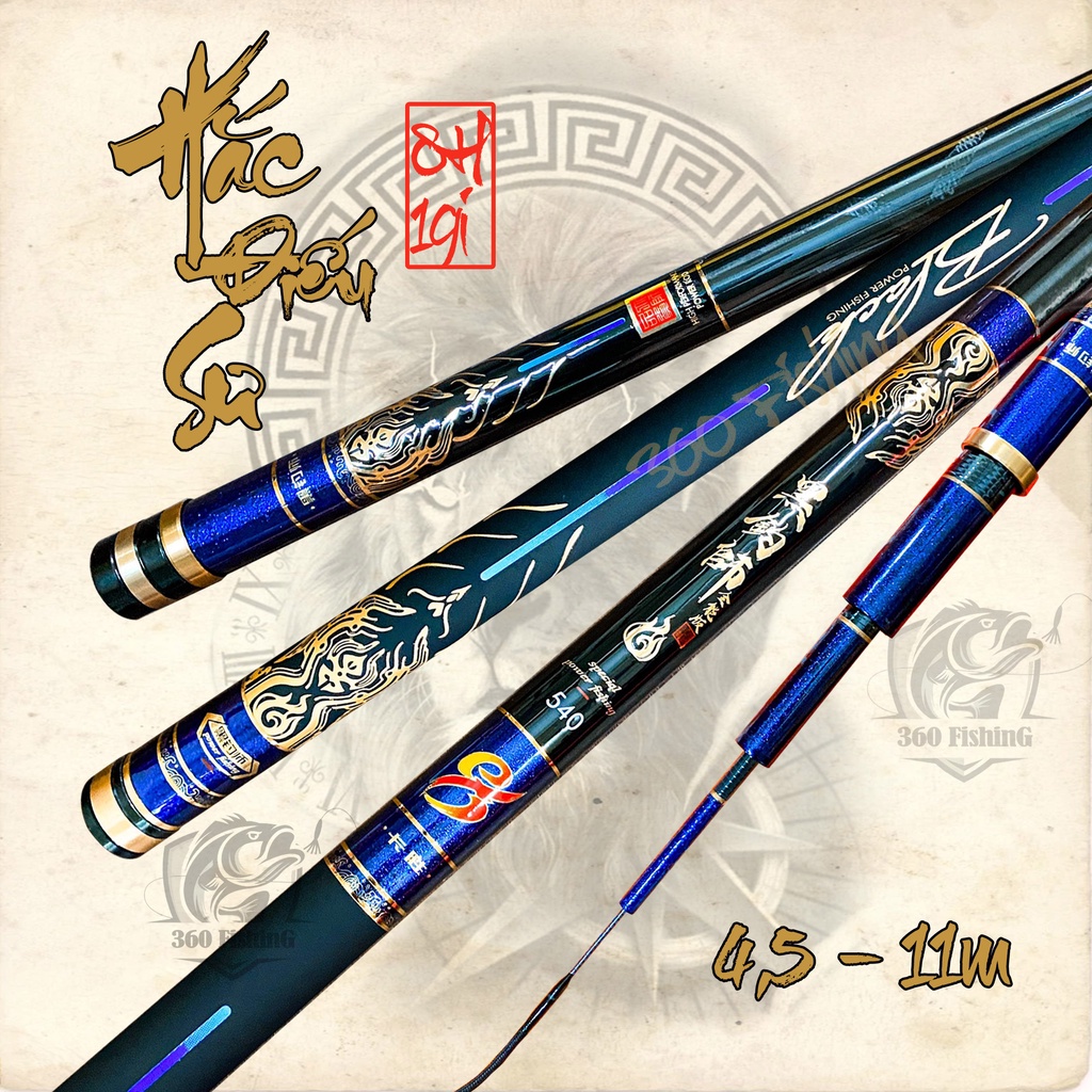 Cần Câu Tay Hắc Điếu Sư 8H Cần Câu Đài Câu Đơn Carbon Xoắn X Tặng Kèm Ngọn Phụ