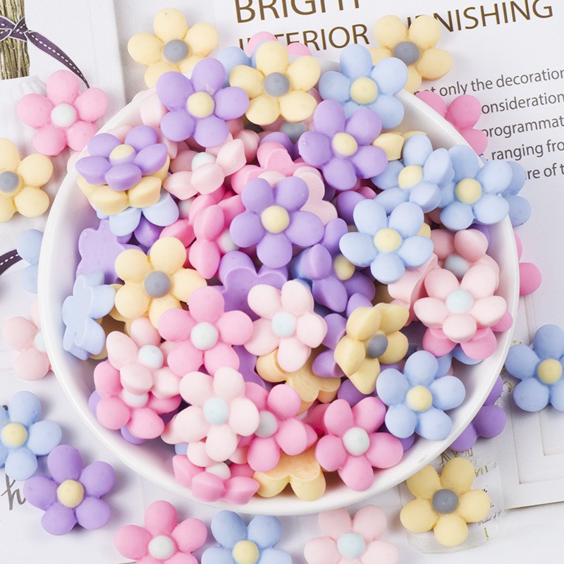Charm (C391) slime/ Dụng Cụ Charm Trang Trí [Ko Keo &amp; Nút] Hoa Màu Pastel