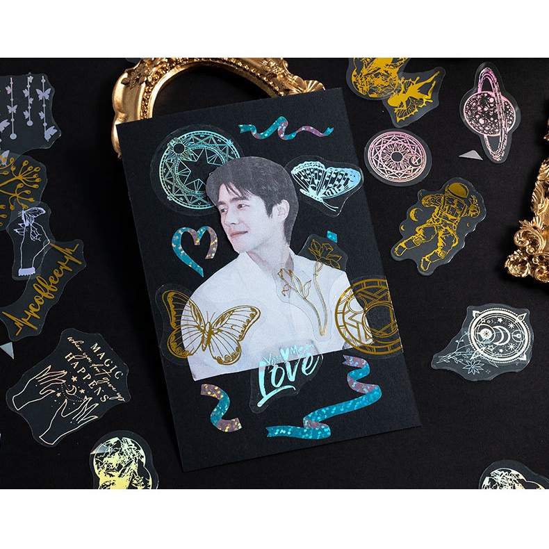 Ll Nhãn Dán Trang Trí Điện Thoại Hình Bướm Màu Laser Vàng Kim Chống Thấm Nước Diy