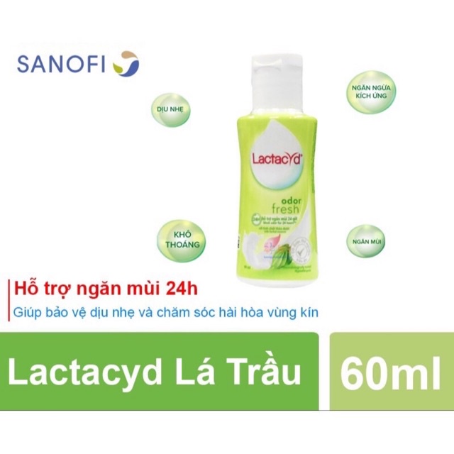 [ Hàng Mẫu 60ml ] Dung dịch vệ sinh phụ nữ Lactacyd lá trầu (Chai 60ml)