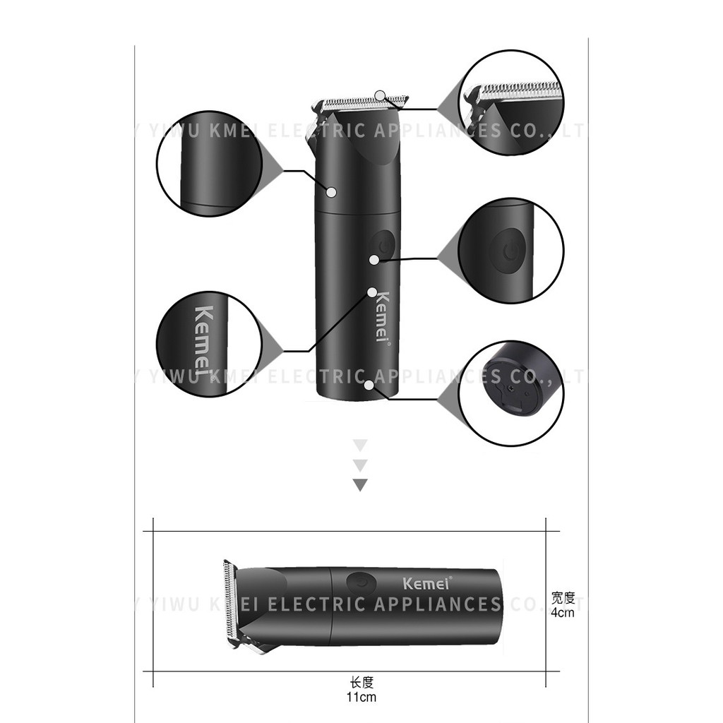 Tông Đơ Cắt Tóc Kemei X3 Cầm Tay Không Dây Mini Có Thể Vệ Sinh Hỗ Trợ Sạc USB Cho Người Lớn Và Trẻ Em