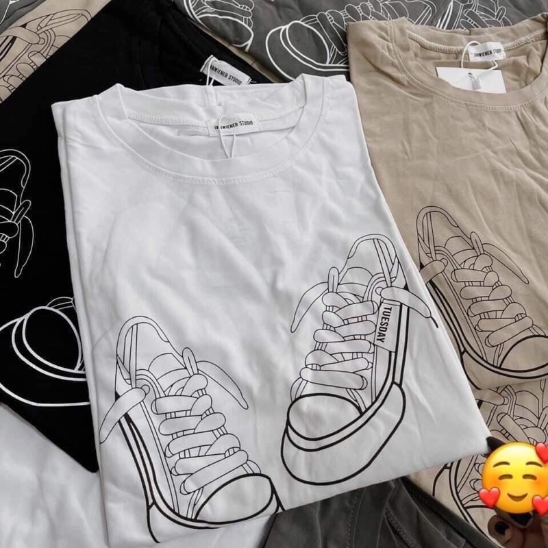 [Rẻ vô địch] Áo thun cotton tay lỡ dáng rộng unisex đôi giày freesize 38-65kg