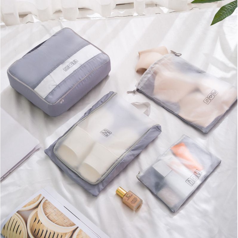 Bộ 4 túi du lịch chống thấm nước - Túi đựng quần áo , mỹ phẩm , tất vớ tiện dụng