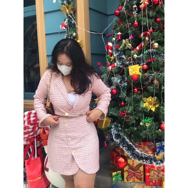 áo croptop kiểu blazer BIGSIZE phối với chân váy cực xinh FATTYTA