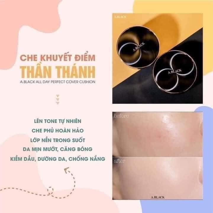 Set phấn nước Clio A.Black All Day Perfect Fit Cover Cushion SPF50+, PA+++ 3 món