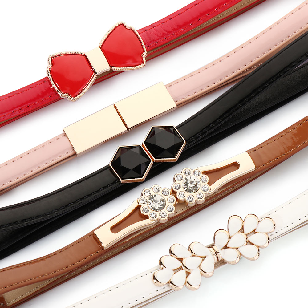 Thắt lưng da pu phối khóa kim loại nhiều màu sắc đầy cá tính tùy chọn