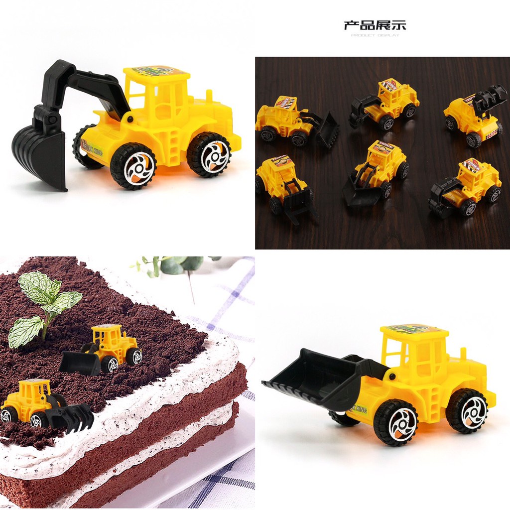 SÉT 6 MÁY XÚC-Trang Trí Bánh Sinh Nhật Bánh Kem