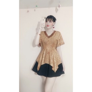 Áo Peplum cổ tim A-114