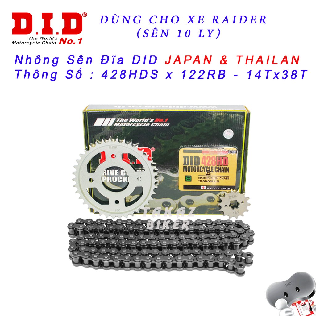 Sên Nhông Đĩa DID Suzuki Raider Fi và Satria- Sên Đen HDS DID
