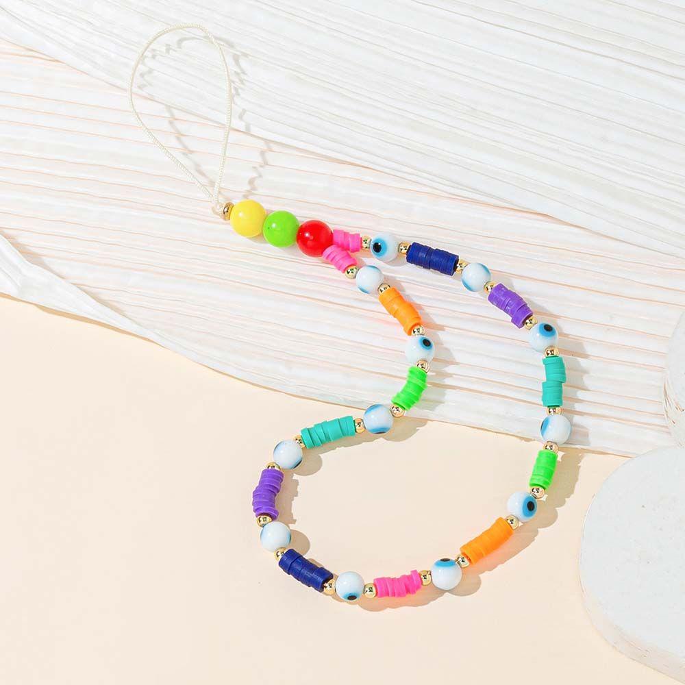 Dây Đeo Điện Thoại Xâu Hạt Acrylic Chống Thất Lạc Hình Trái Tim Hoạt Hình Dễ Thương