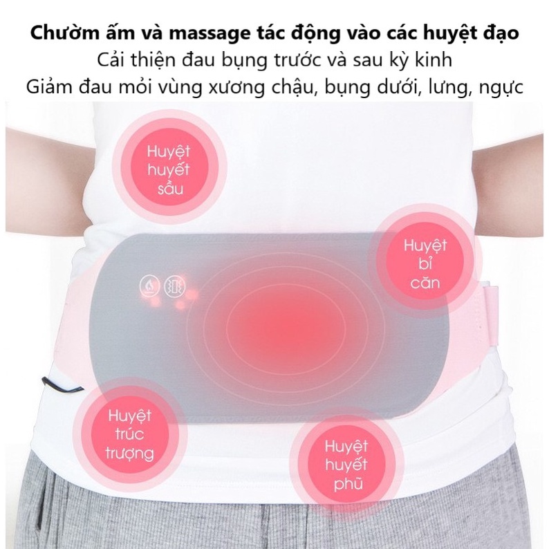 Đai sưởi ấm massage bụng ✨FREE SHIP✨ Đai chườm ấm massage giảm đau bụng kinh