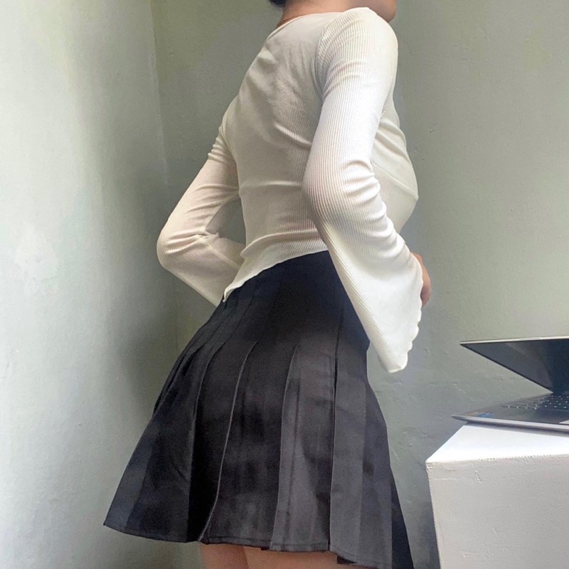 Áo Loe Dài Tay Vải Thun Giấy Form Hack Eo