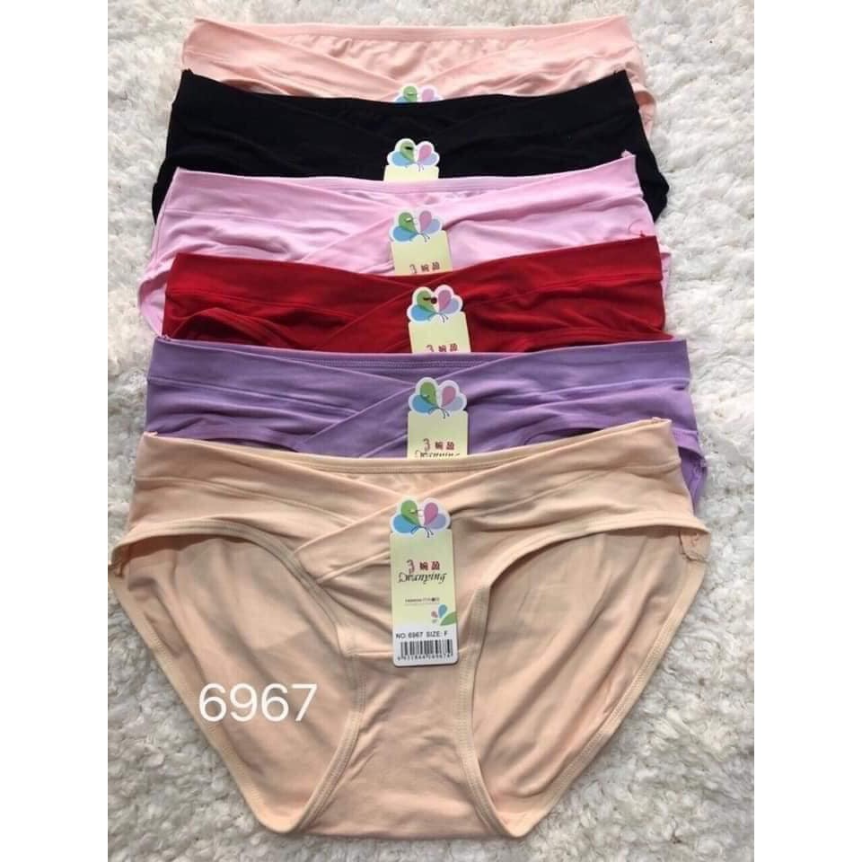 Quần lót cạp chéo cotton co dãn cho mẹ bầu- LOẠI TRƠN QATE0181