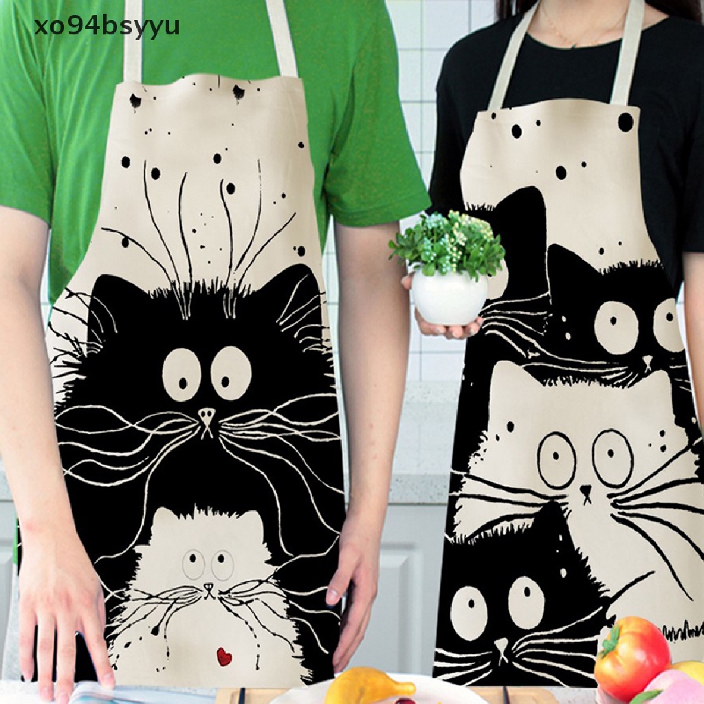 Tạp Dề Cotton Lanh Không Tay In Hình Chó Bull / Mèo Vui Nhộn Dành Cho Nhà Bếp Xo94Bsyu