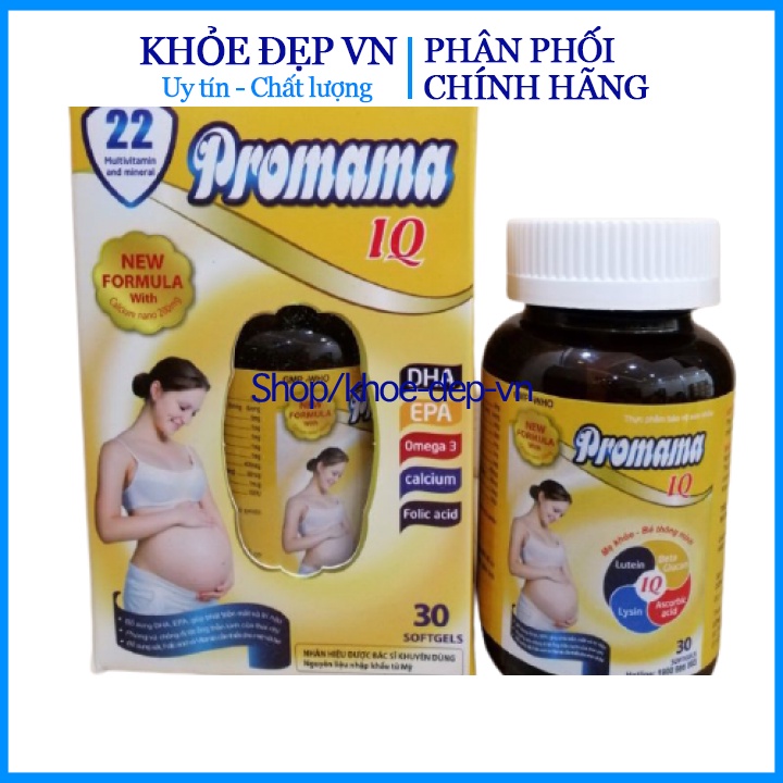 Vitamin Cho Mẹ Bầu Promama IQ- Hộp 30 viên bổ sung vitamin và dưỡng chất cần thiết cho phụn nữ mang thai