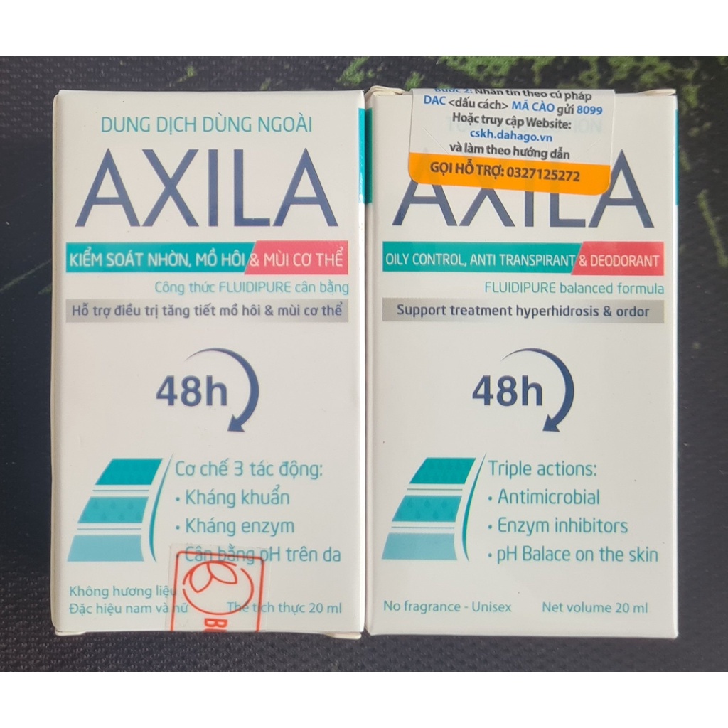 Lăn khử mùi Axila 20ml - Kiểm soát nhờn, mồ hôi và mùi cơ thể. Dùng được cho cả nam và nữ