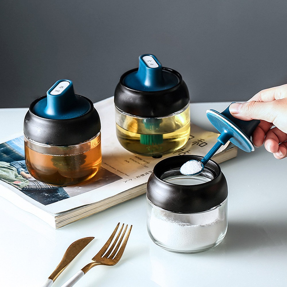 Lọ đựng gia vị thủy tinh nắp xanh kèm thìa xúc có dung tích 250ml-280ml hàng chất lượng loại 1 do ducstore PP | BigBuy360 - bigbuy360.vn