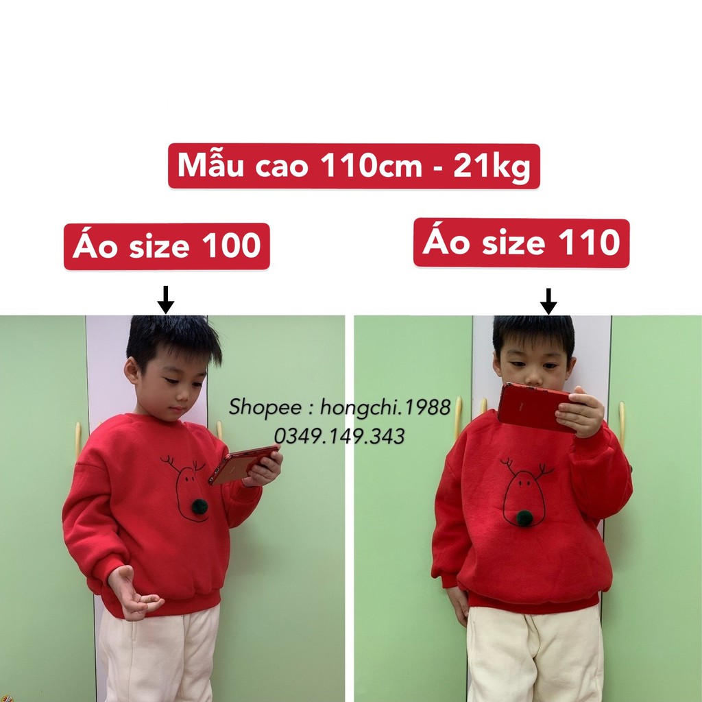Áo nỉ lót bông (lông) cho bé gái/ bé trai mặc noel, tết của Ambb Kids cho bé 2-8 tuổi (kèm video,ảnh thật)