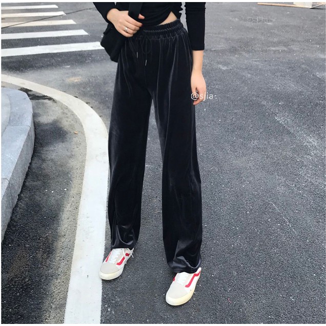 Xiaozhainv Quần ống rộng lưng cao màu trơn thời trang | BigBuy360 - bigbuy360.vn