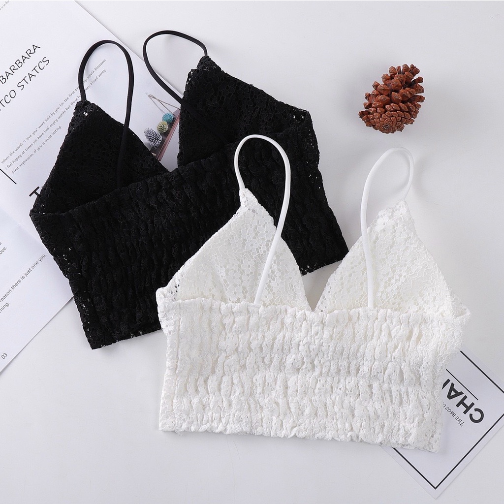 Áo bra hai dây Maika ren hoa có đệm mút lưng chun co dãn siêu sang chảnh