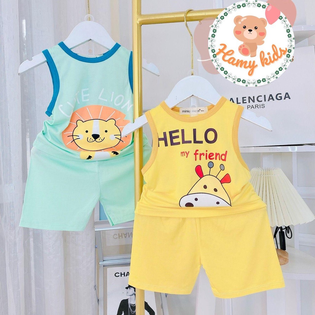 Đồ Bộ Ba Lỗ Minky Mom Chính Hãng Vải Thun Lạnh Cho Bé Trai Bé Gái Từ 0-5 Tuổi Dưới 20kg Hình Sư Tử Thỏ Hươu - Hamykids