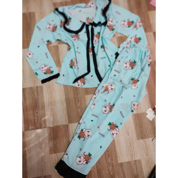 Bộ tay dài quần dài vải lụa hàn loại đẹp