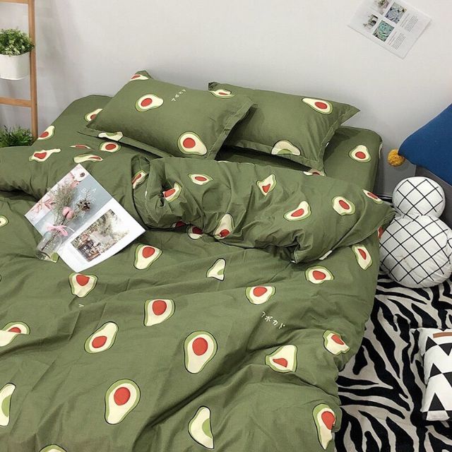 Bộ ga gối vỏ chăn Cotton poly bơ xanh [ib mẫu cho shop]