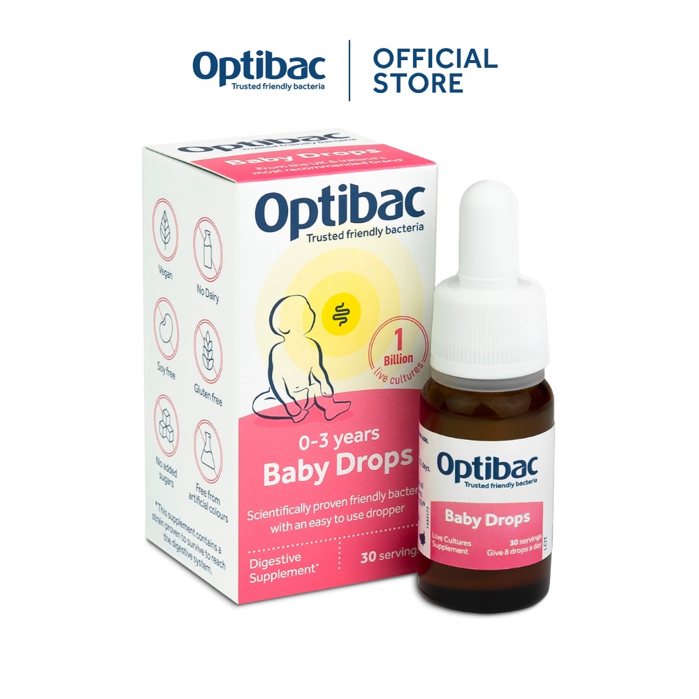 Men vi sinh Optibac Probiotics Baby Drops, bảo vệ đường ruột, tăng đề kháng dạng giọt sử dụng trong 30 ngày 10ml