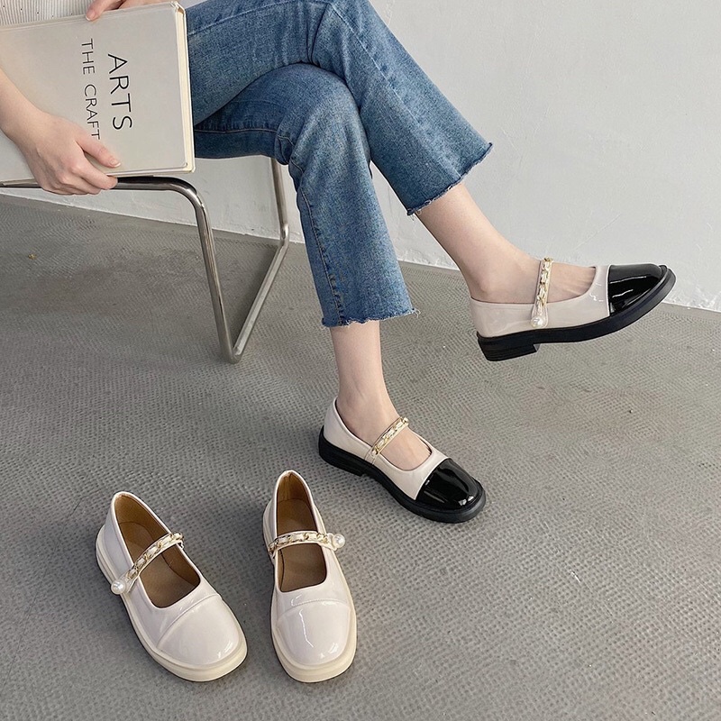 Giày Búp Bê Đính Ngọc Trai Xinh Xắn Sang Trọng Cho Nữ Mã V57