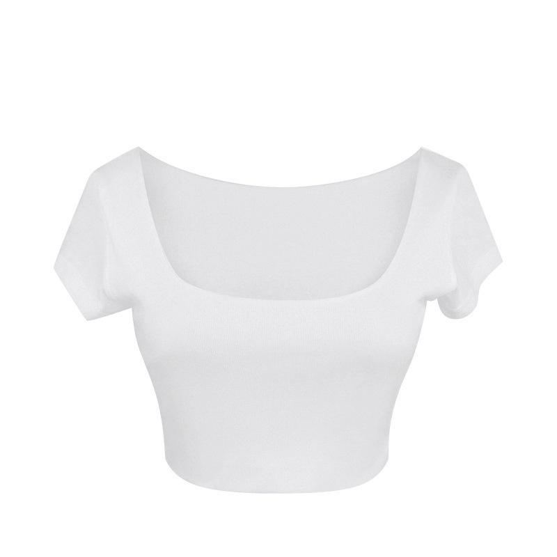 Áo Croptop Cổ Vuông Tay Ngắn Cotton 4 chiều Form ngắn RT6