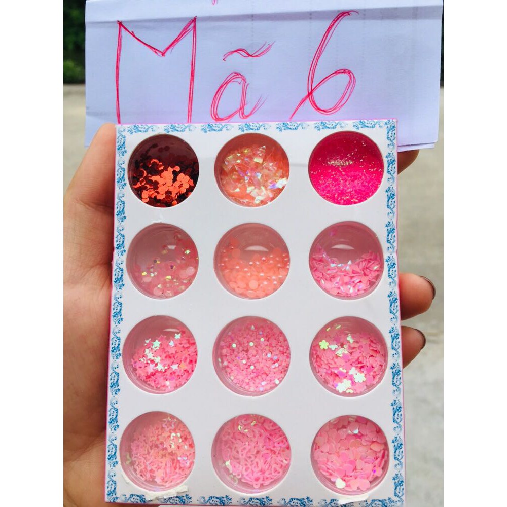 Sét kim tuyến 12 ô -Nhũ mắt gilter kim tuyến trang điểm Make up Phong cách Korea - Hoặc trang trí móng tay Nail.