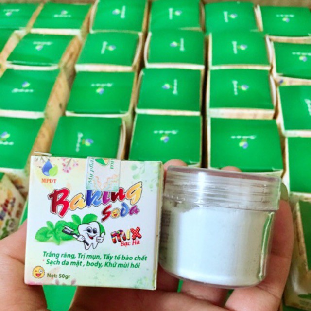 (QUÀ) Baking soda mix bạc hà trắng răng, ngăn ngừa mụn ẩn, mụn đầu đen mới hàng cao cấp, chính hãng công ty