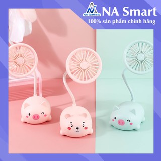 Quạt Mini Tích Điện Để Bàn Hình Lợn Con Tiện Lợi Có 3 Màu Hồng , Xanh Lá Cây , Xanh Lam