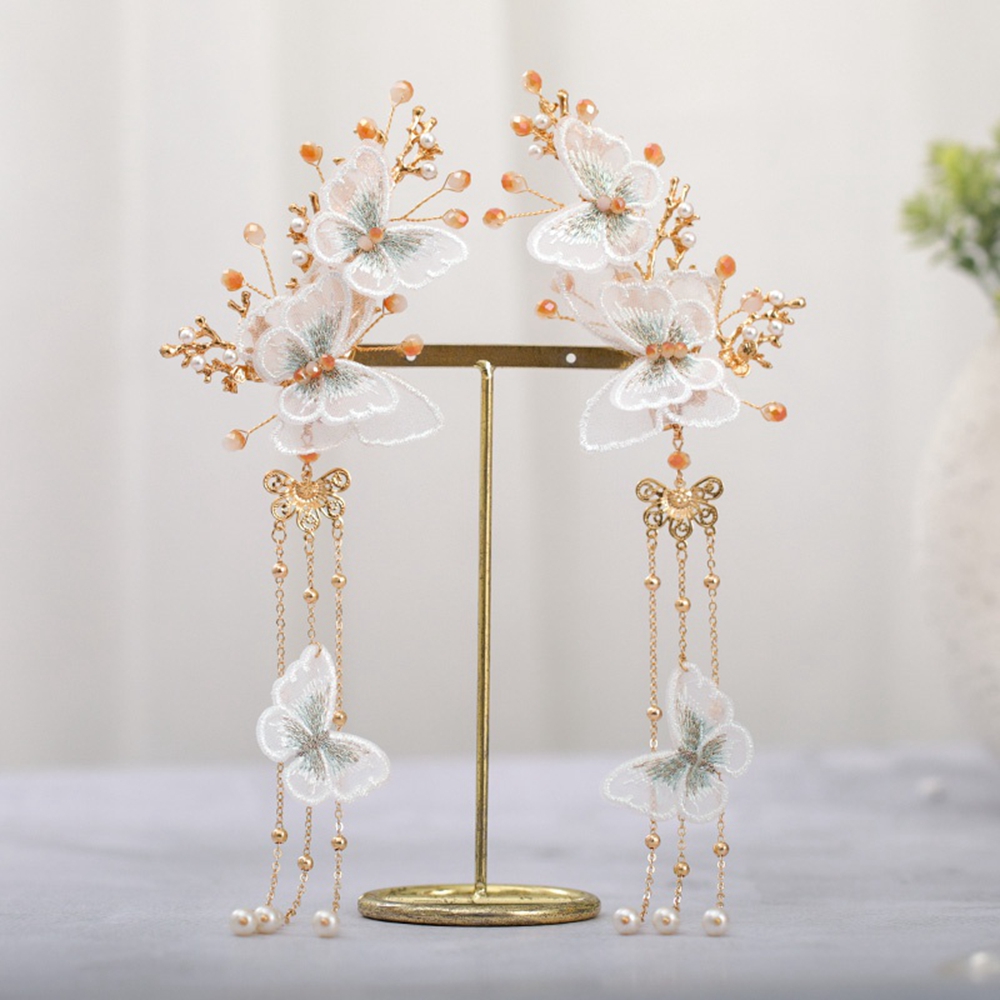 Set Trâm Cài Tóc Hình Hoa Và Bướm Phong Cách Trung Hoa