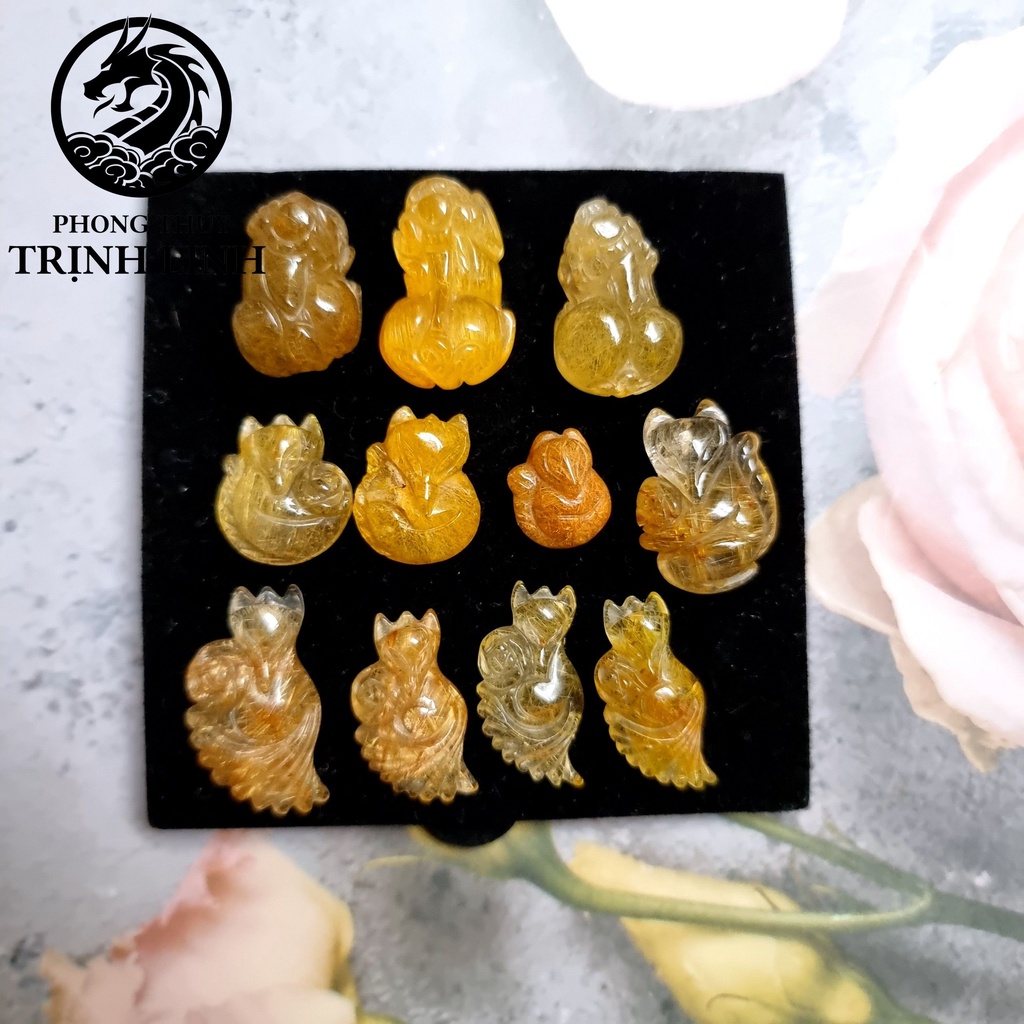 MẶT DÂY CHUYỀN CỬU VỸ HỒ LY ÔM HOA - TỲ HƯU MÀU VÀNG  - LÔ 1
