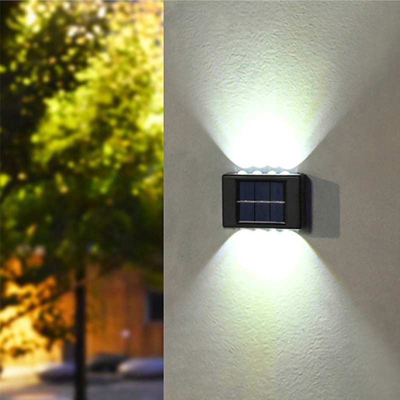 Đèn Led 8 Bóng Gắn Tường Năng Lượng Mặt Trời Chống Thấm Nước Trang Trí Hàng Rào Sân Vườn