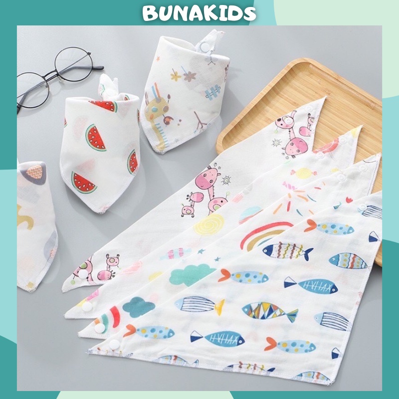 Yếm xô 2 cúc bấm (2 lớp tam giác) nhiều hình kute cho bé  Bunakids Y14