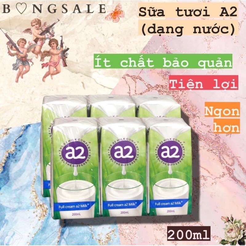 (Lốc 6 hộp) Sữa tươi A2 nguyên kem hộp pha sẵn 200ml date 2021