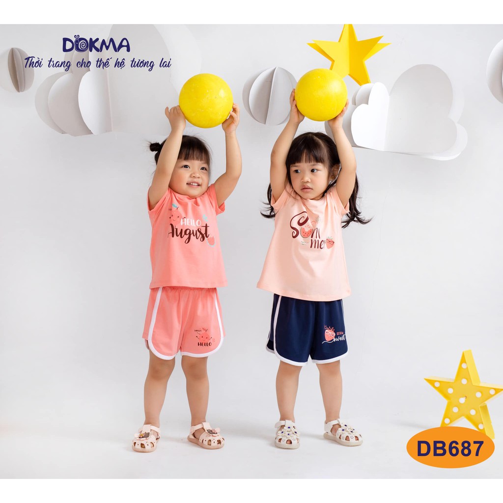 DB687 Bộ cổ tròn cộc tay bé gái Dokma (1-5T)