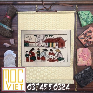 Tranh đông hồ chợ quê tranh cỡ 27x37cm