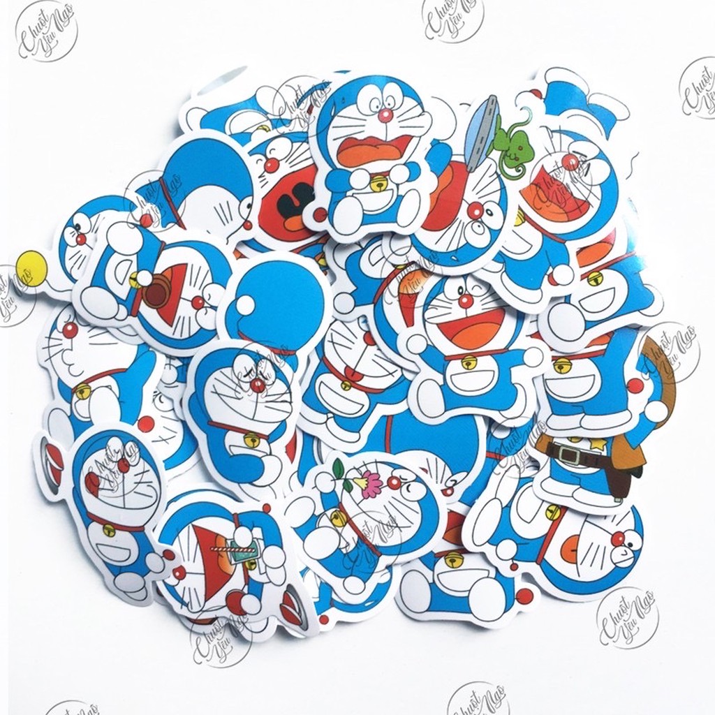 Combo 180 sticker hình decal chống nước chủ đề mèo máy đô rê mon dán điện thoại laptop, nón bảo hiểm, vali NT 04