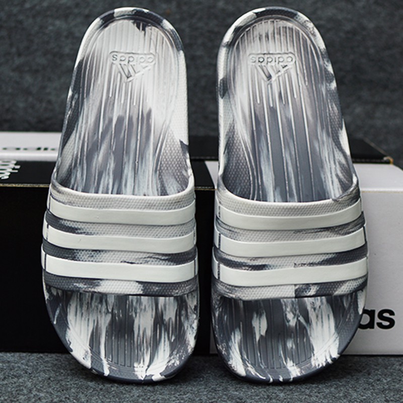 Dép Adidas Duramo Camo chính hãng màu trắng xám sọc trắng
