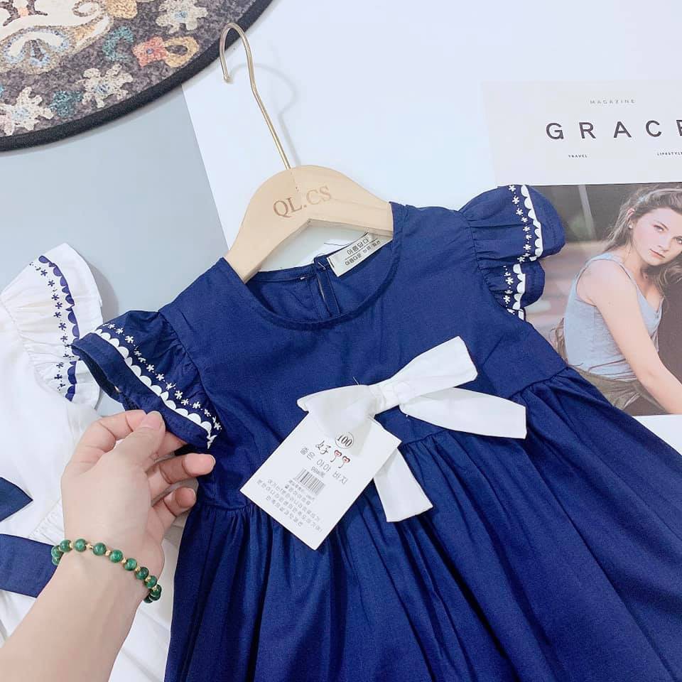 Váy bé gái sơ sinh size đại chất thô đũi đính nơ tay cánh tiên tiểu thư thời trang trẻ em BADAYO SF322