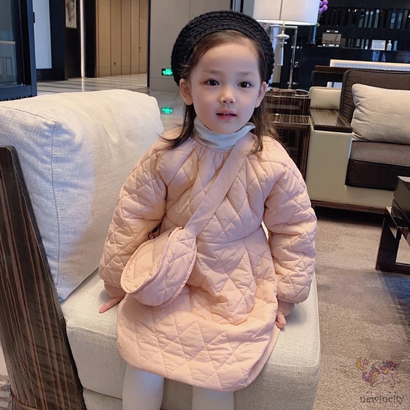 Bộ Đầm Ấm Áp + Túi Xách Xinh Xắn Theo Phong Cách Hàn Quốc Dành Cho Bé Gái