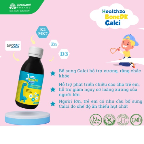 Thực phẩm bảo vệ sức khỏe Healthza BoneDK Calci bổ sung Calci cho bé